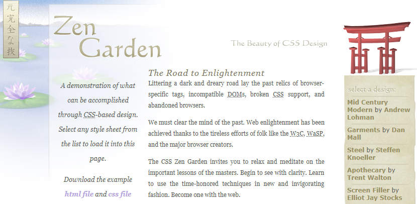 Origninal website of Zen garden